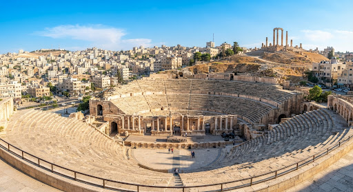 The Roman Theatre and hills of Amman